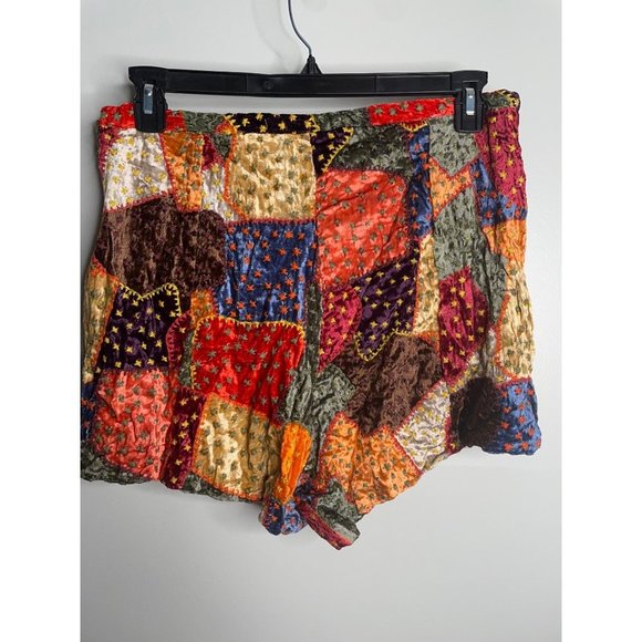 Free People Patchwork Dream Velvet Shorts Size L NWT $198 Embroidered - Picture 6 of 8